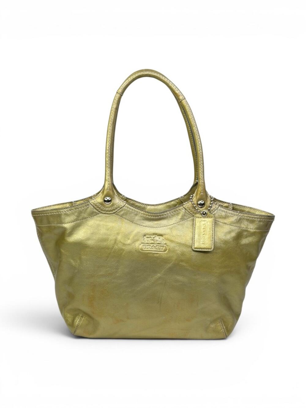 Vintage Coach Bleeker Metallic Gold Patent Leather Tote Bag